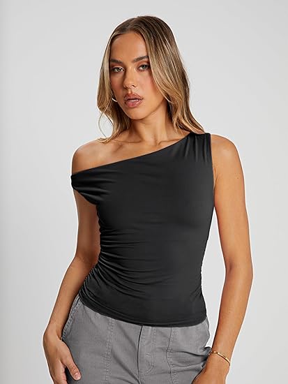 Womens Summer Off The Shoulder Tops Going Out T Shirts Crop Tank Top Fashion Clothes Spring Outfits 2025