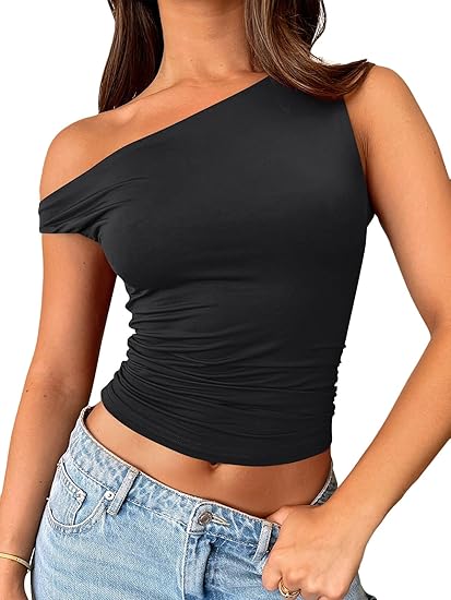 Womens Summer Off The Shoulder Tops Going Out T Shirts Crop Tank Top Fashion Clothes Spring Outfits 2025